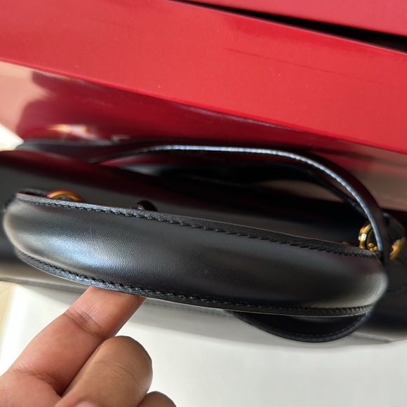 Salvatore Ferragamo Black Leather Handbag, Gold Hardware, free LV lock & key - Picture 6 of 16